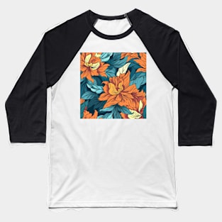 Watercolor Seamless Floral Pattern | Hand Painted Baseball T-Shirt